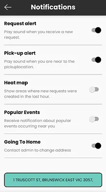 Old Bounce driver app screen: daily logged hours