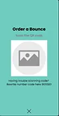 Old Bounce driver app screen: order qr scan teal
