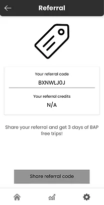Old Bounce driver app screen: referral