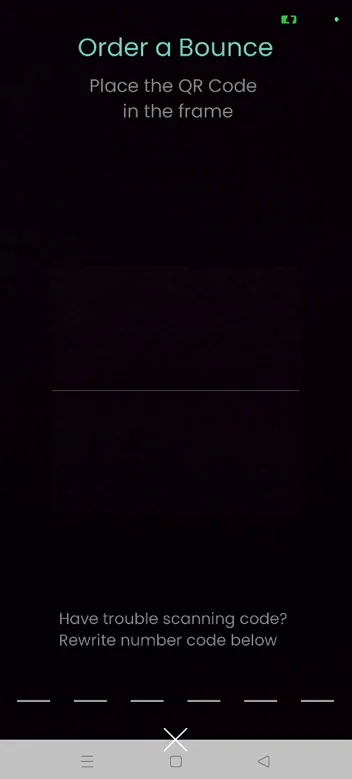 Old Bounce rider app screen: order qr scan