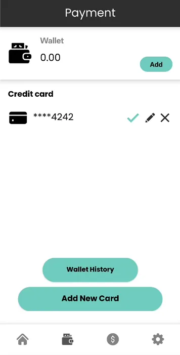 Old Bounce rider app screen: payment