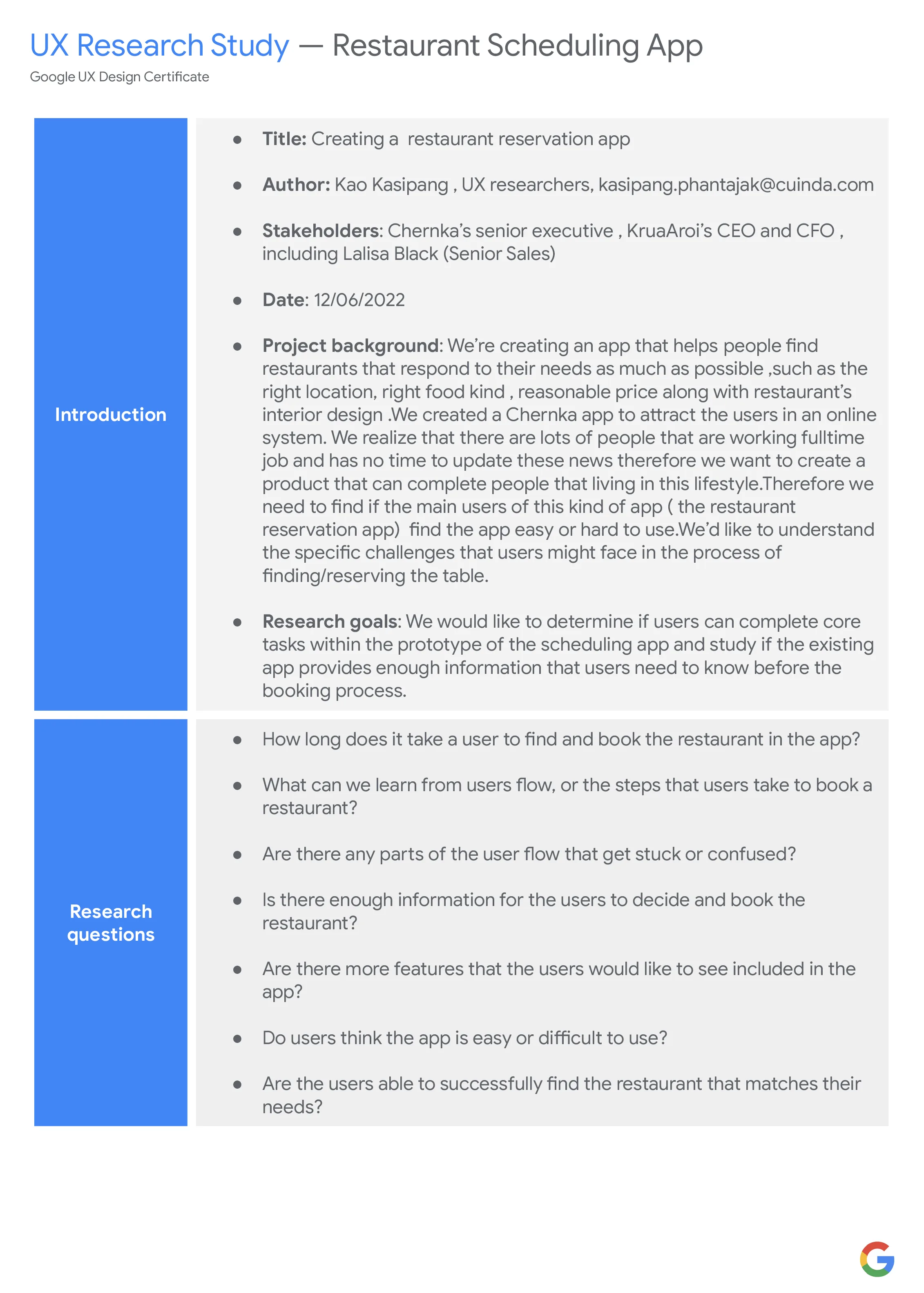 ChernKa usability testing plan